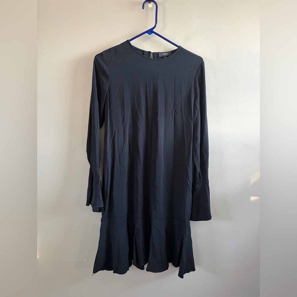 Theory‎ Long Sleeve Black Dress Bell Sleeve Viscose Size 6